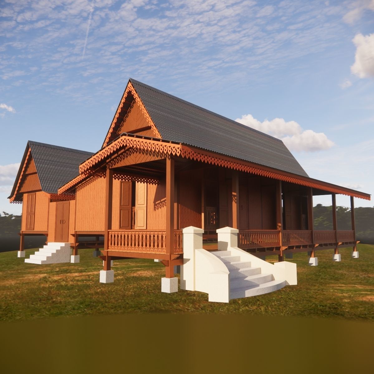 Rumah Melayu Melaka Malay Heritage House 3D model_8