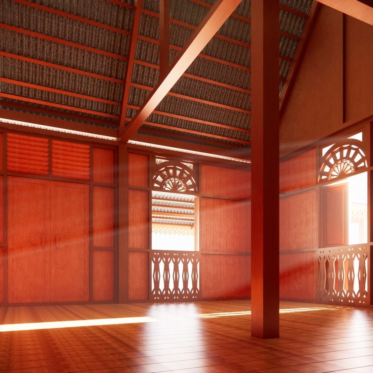Rumah Melayu Melaka Malay Heritage House 3D model_10