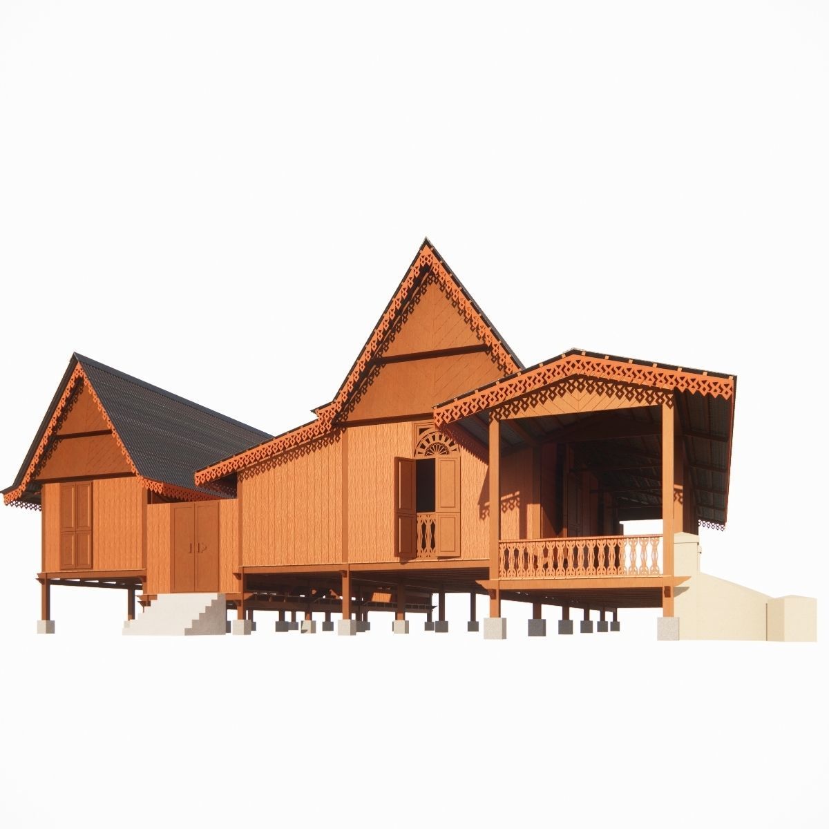 Rumah Melayu Melaka Malay Heritage House 3D model_9