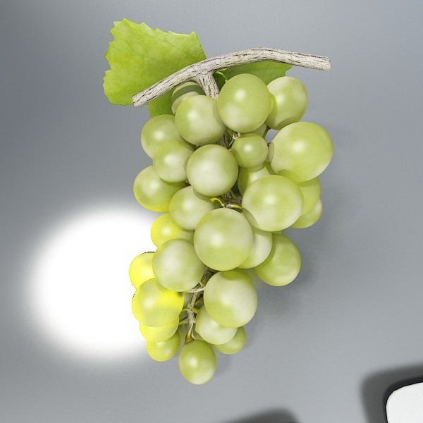 Green Grapes in Glass Bowl 3D model_16