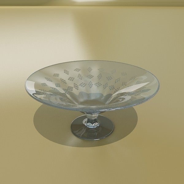 Green Grapes in Glass Bowl 3D model_4