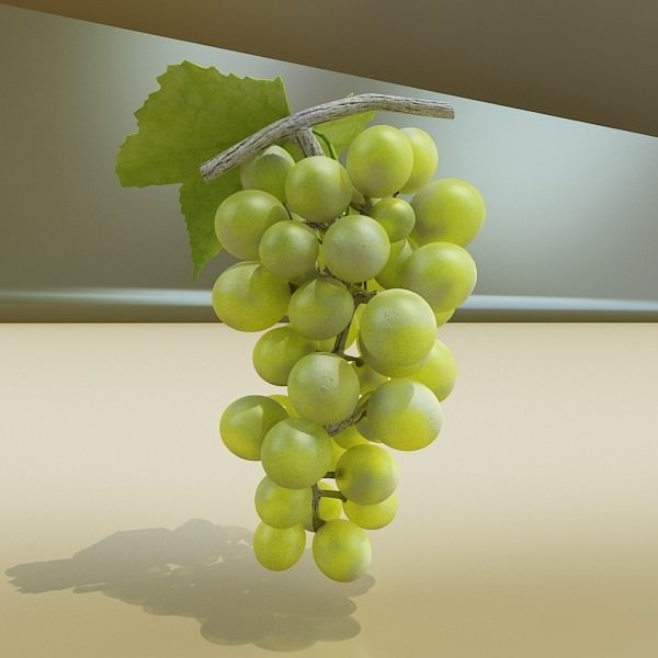 Green Grapes in Glass Bowl 3D model_18
