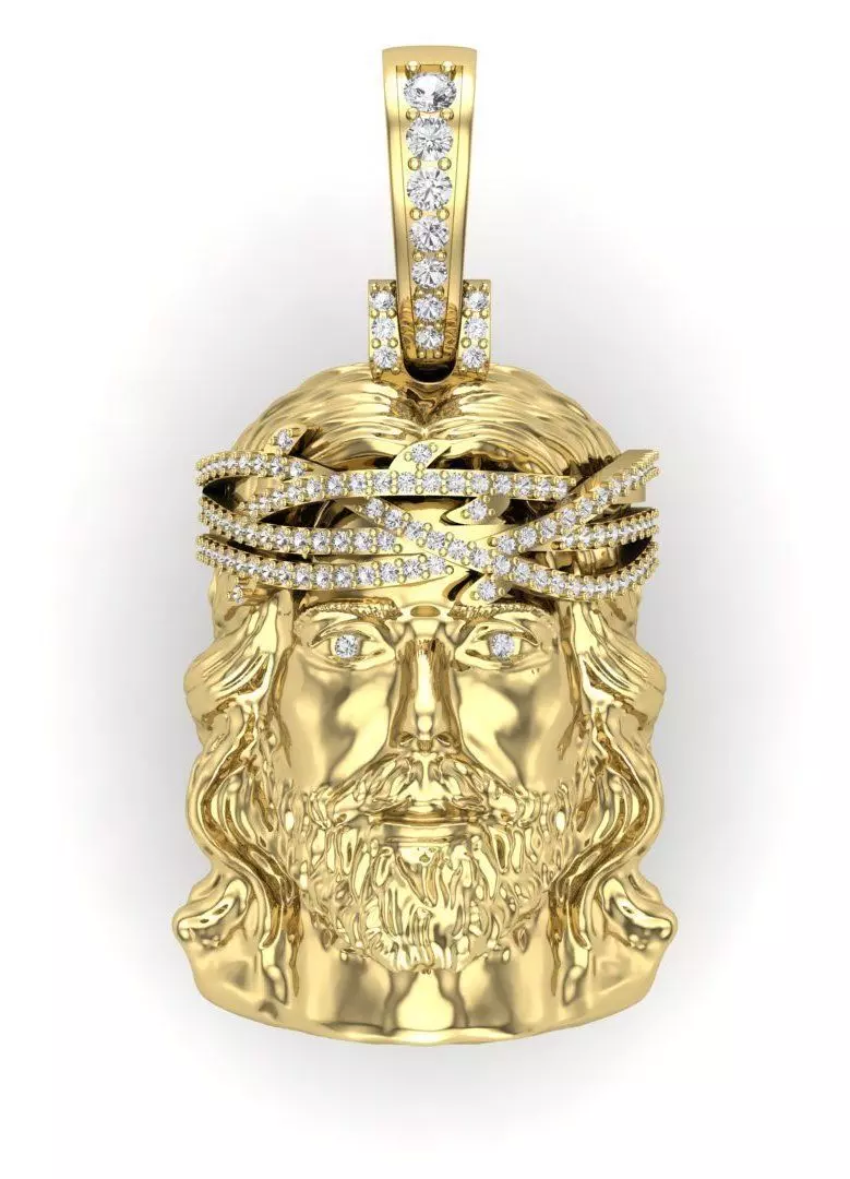 Jesus Chris Pendant with Diamonds 3D print model