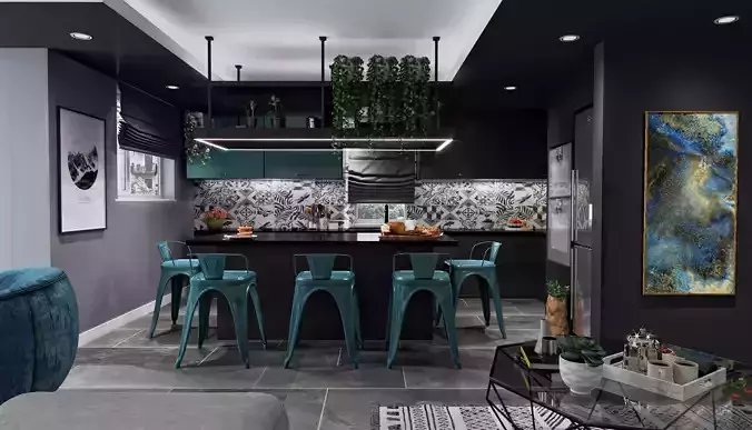 Modern Livingroom 3D Interior Scene