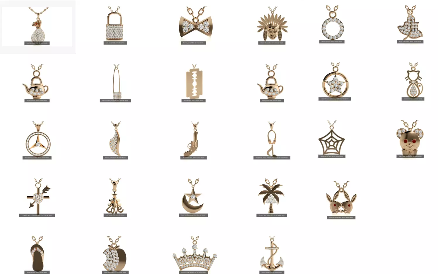 29 Unique Pendant Charms 3dm stl renders details 3D Model Collection_0
