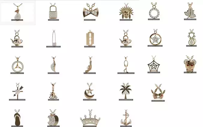 29 Unique Pendant Charms 3dm stl renders details 3D Model Collection