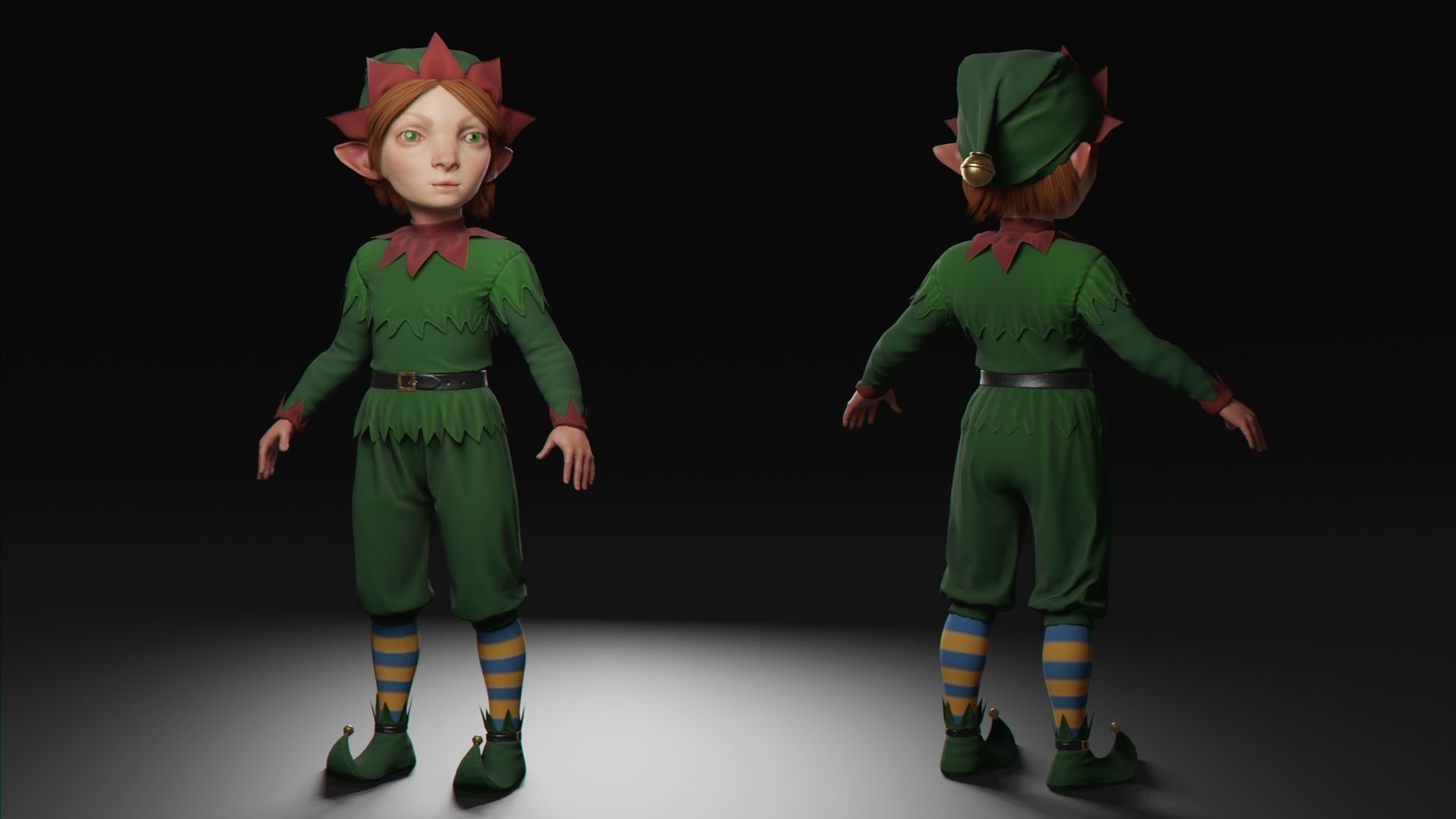 Christmas Elf Low-poly 3D model_3