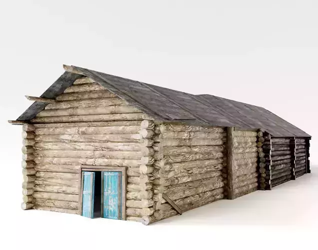 Wooden old barn house rf1 Low-poly 3D model