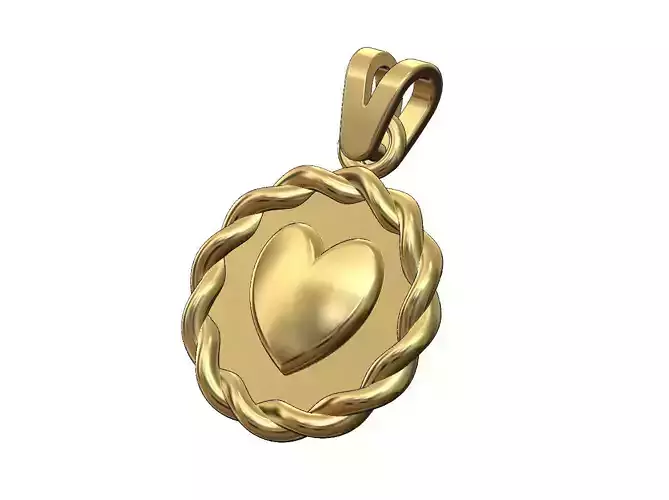 Braided heart coin pendant and charm