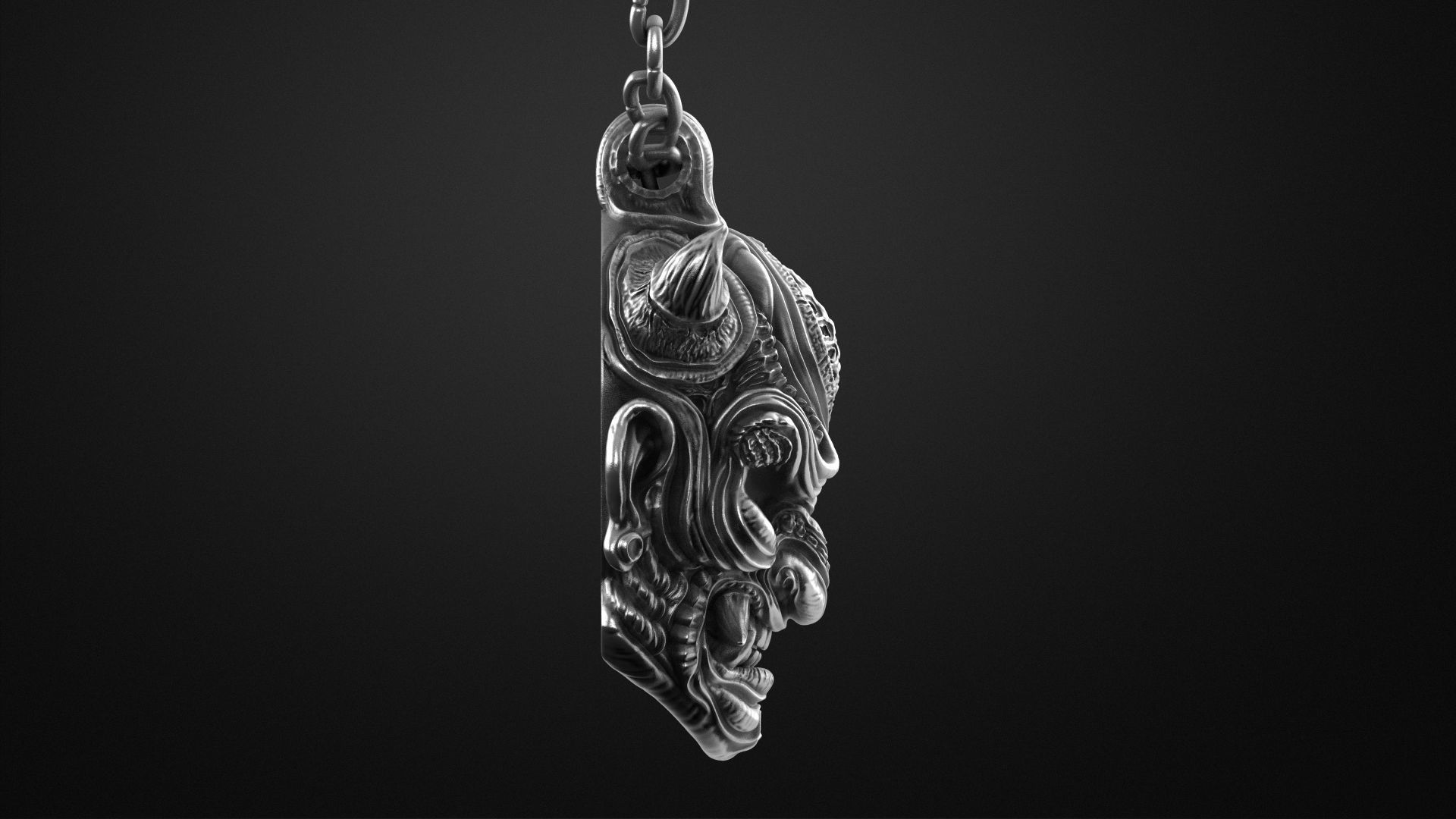Hannya Oni mask pendant STL OBJ 3d model for 3d printing 3D print model_6