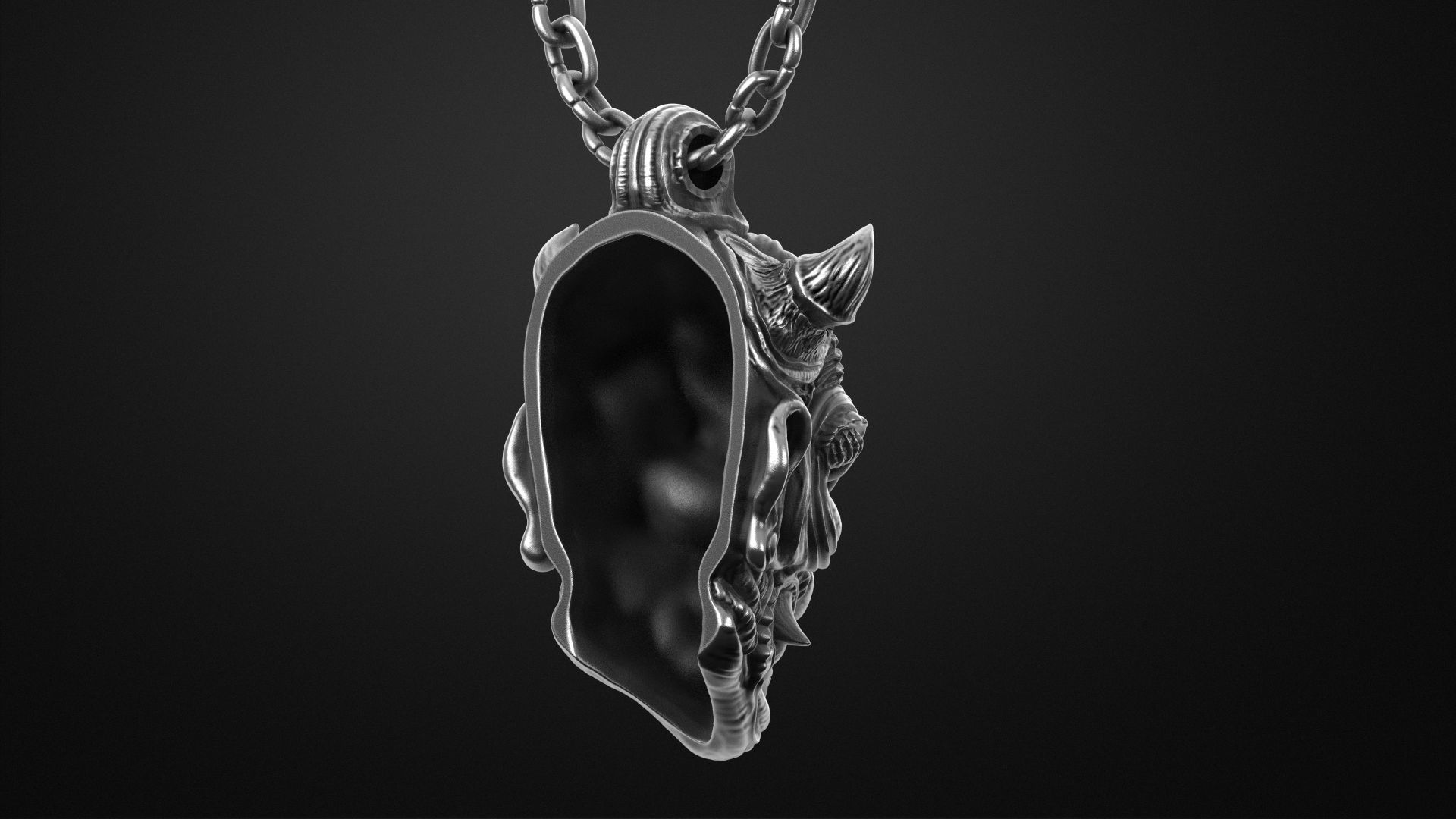 Hannya Oni mask pendant STL OBJ 3d model for 3d printing 3D print model_7
