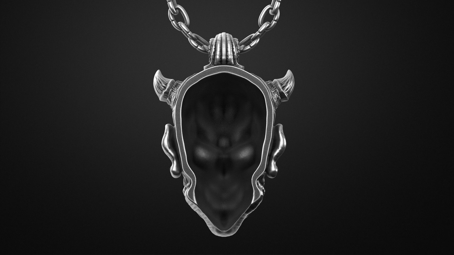 Hannya Oni mask pendant STL OBJ 3d model for 3d printing 3D print model_8