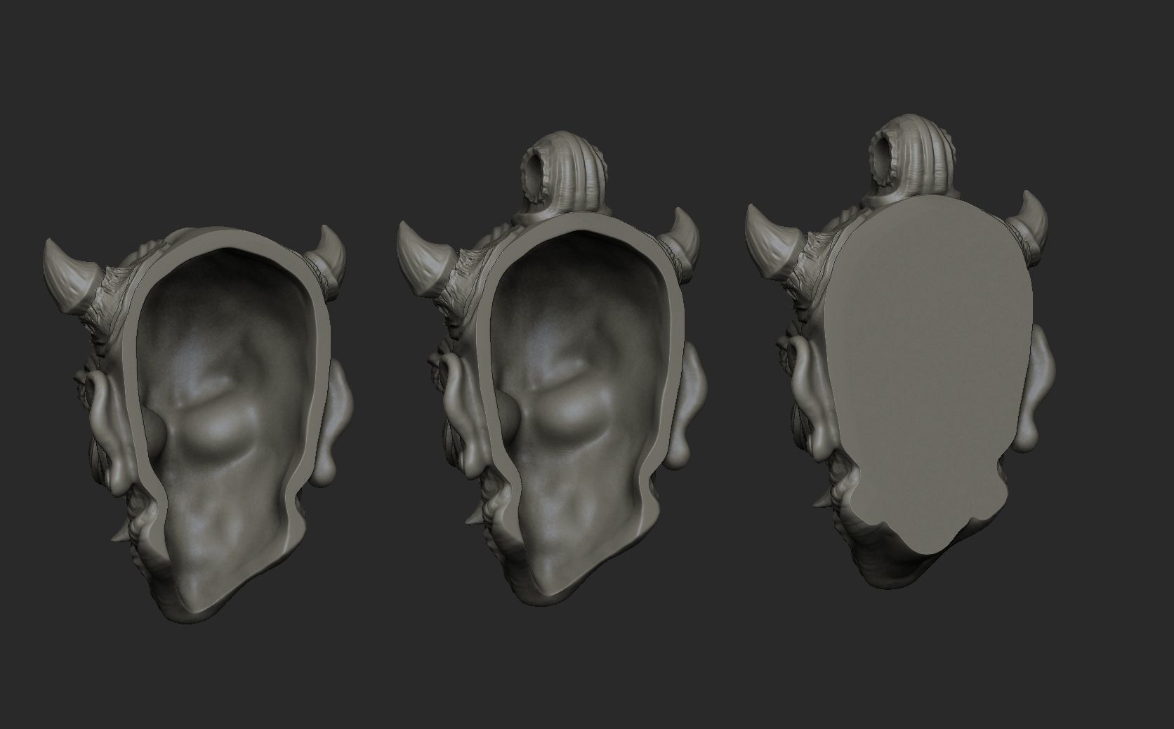 Hannya Oni mask pendant STL OBJ 3d model for 3d printing 3D print model_3