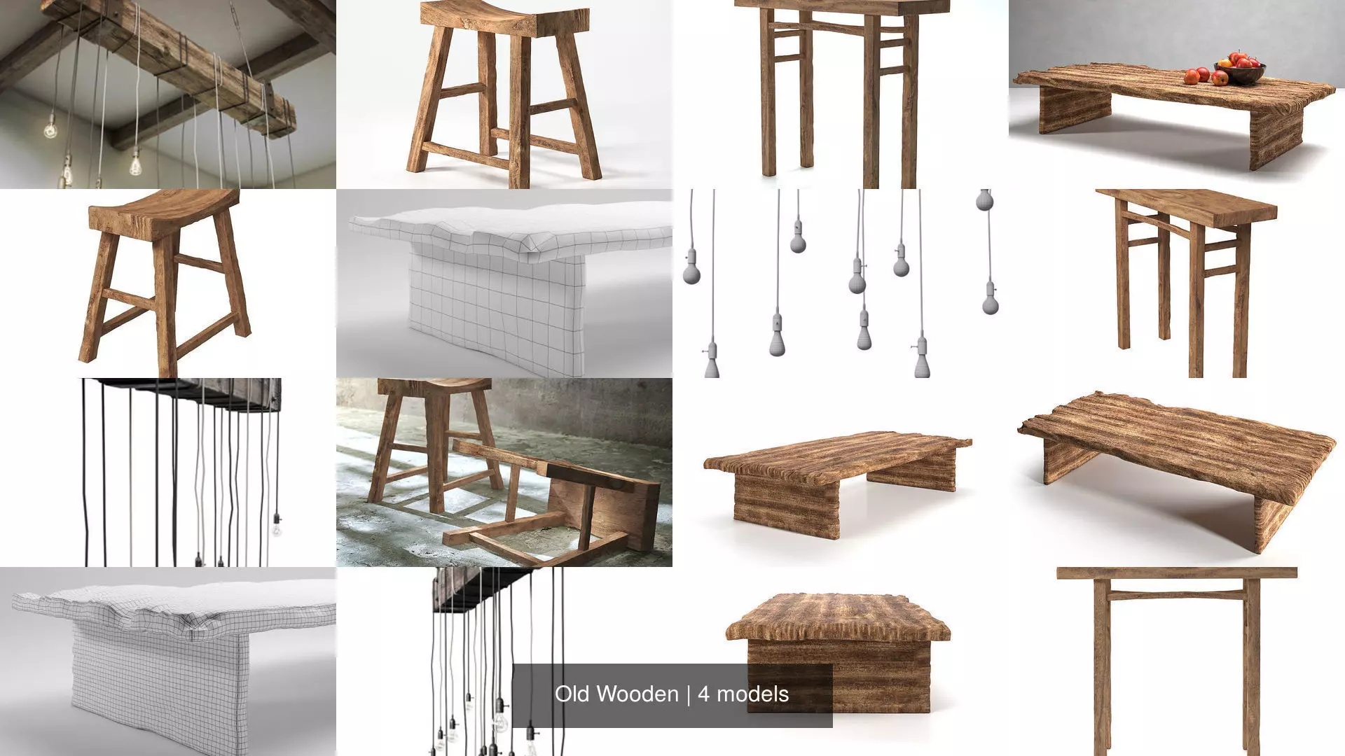 Old Wooden 3D Model Collection_0