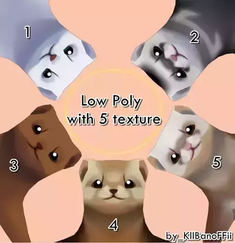 Mink-Ferrets-Otters-Mongoose hand paint lowpoly Low-poly 3D model Mink-Ferrets-Otters-Mongoose hand paint lowpoly Low-poly 3D model
