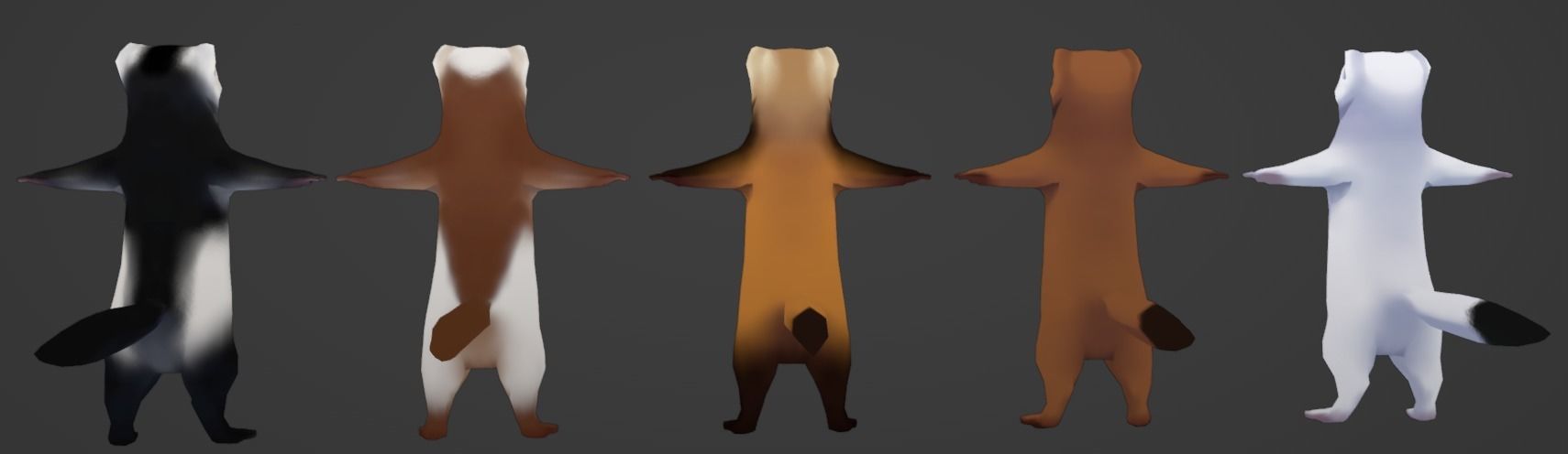 Mink-Ferrets-Otters-Mongoose hand paint lowpoly Low-poly 3D model_3