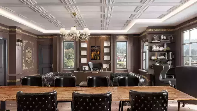 Boss Office 3D Interior Scene