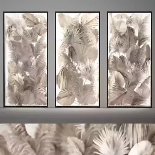 Phyto Wall Of Dry Palm Leaves And Pampas Grass 3D model