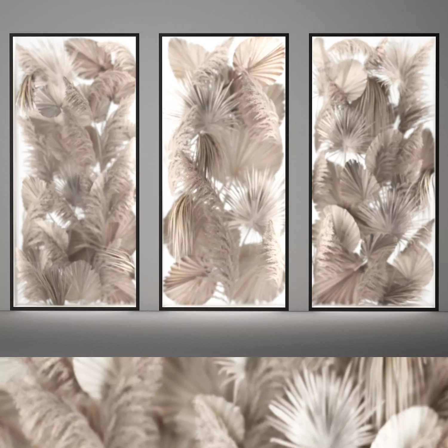 Phyto Wall Of Dry Palm Leaves And Pampas Grass 3D model_0