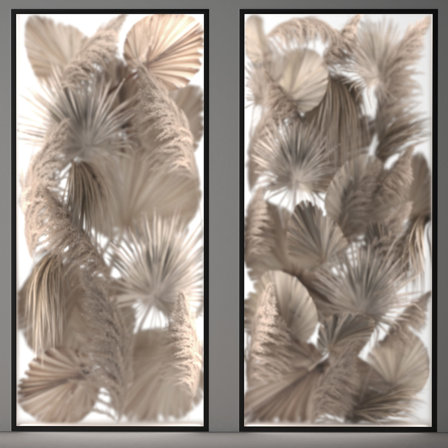 Phyto Wall Of Dry Palm Leaves And Pampas Grass 3D model_3
