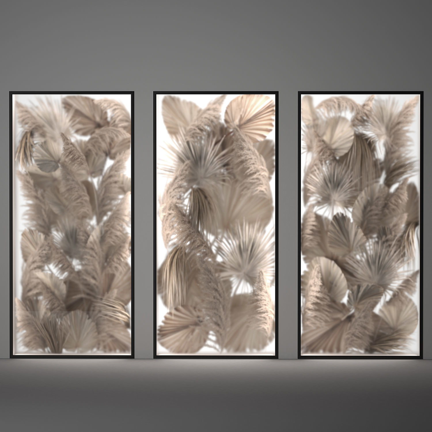 Phyto Wall Of Dry Palm Leaves And Pampas Grass 3D model_1