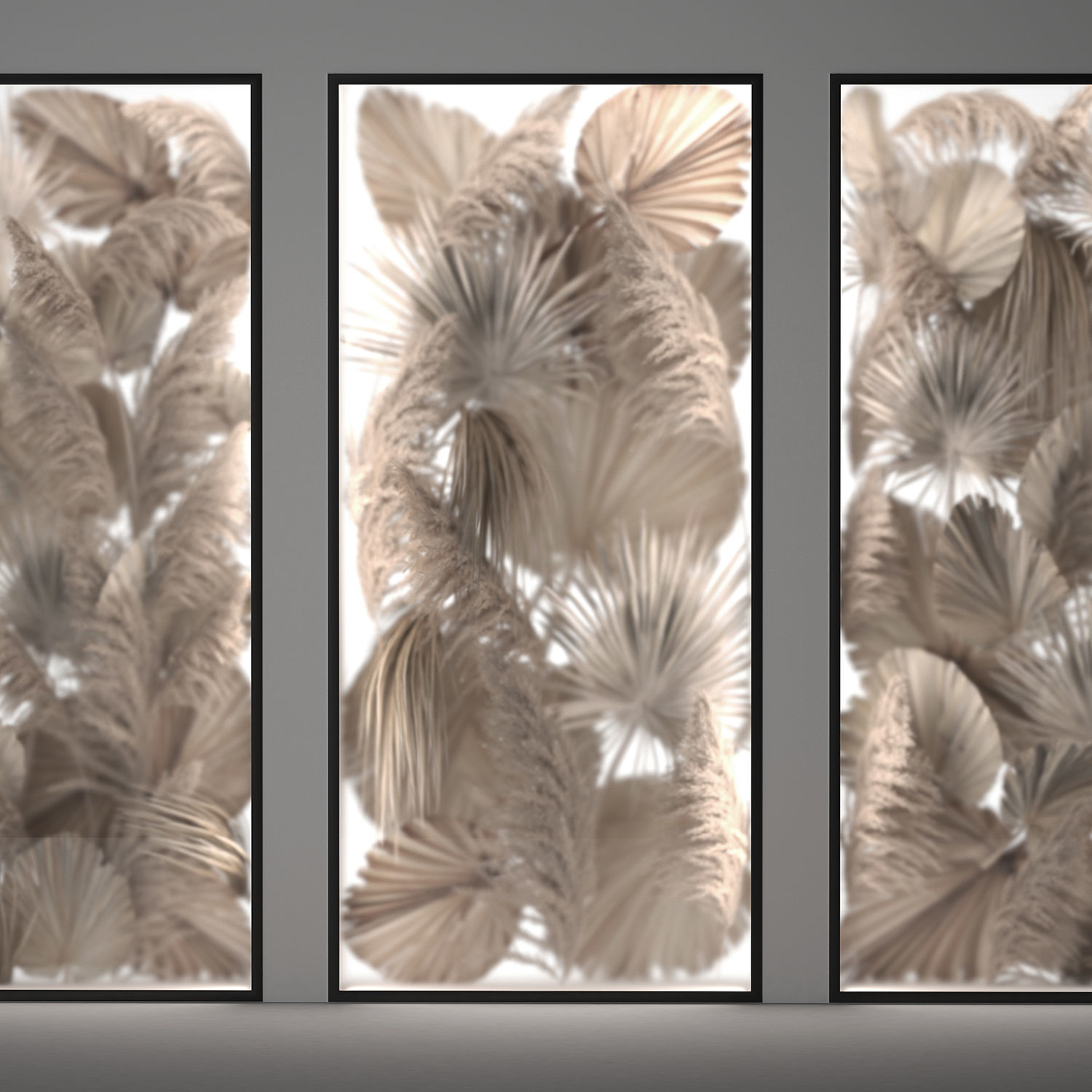 Phyto Wall Of Dry Palm Leaves And Pampas Grass 3D model_4