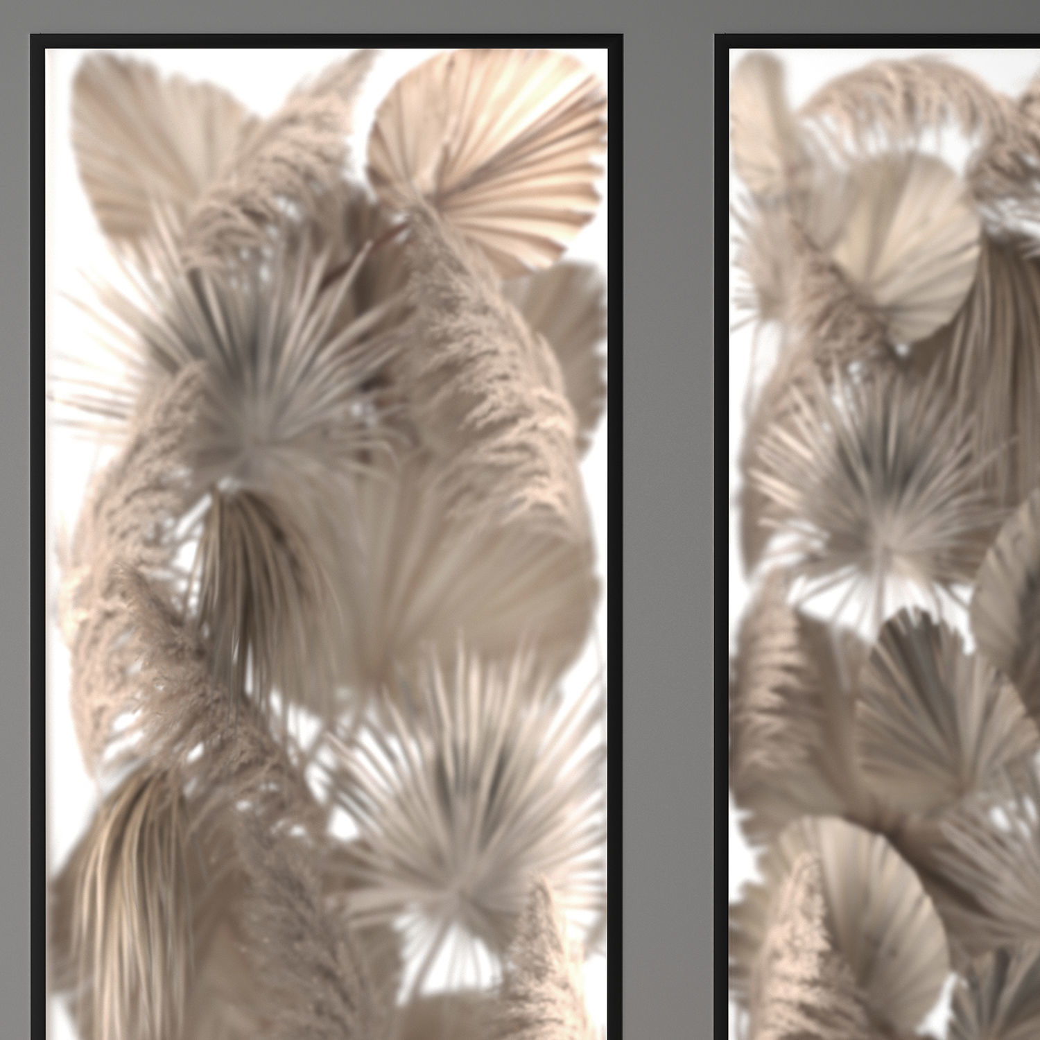 Phyto Wall Of Dry Palm Leaves And Pampas Grass 3D model_5