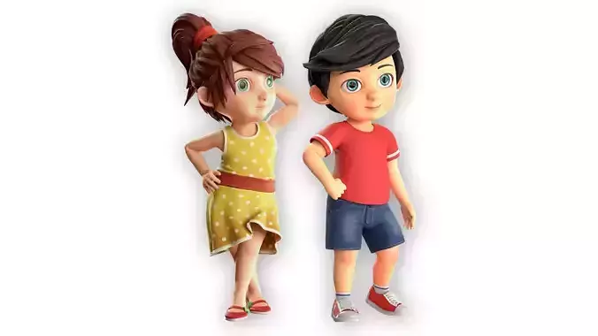 Cartoon Kids 3D Model Collection
