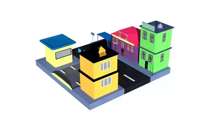 Low poly street city
