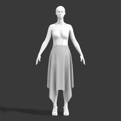 Asymetric hanky hem skirt women 3D model