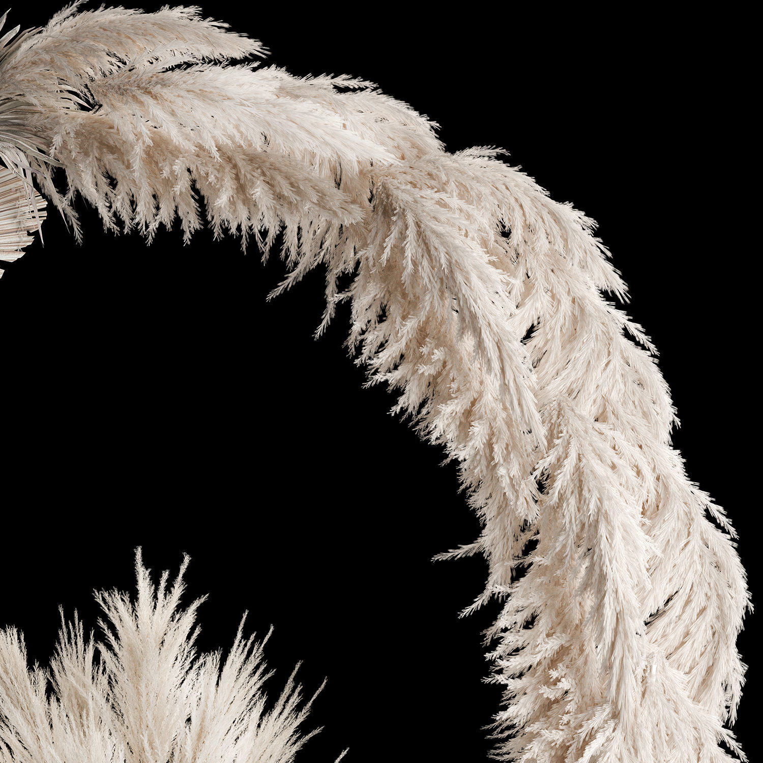 Wedding arch made of dry palm branches and pampas grass 3D model_5