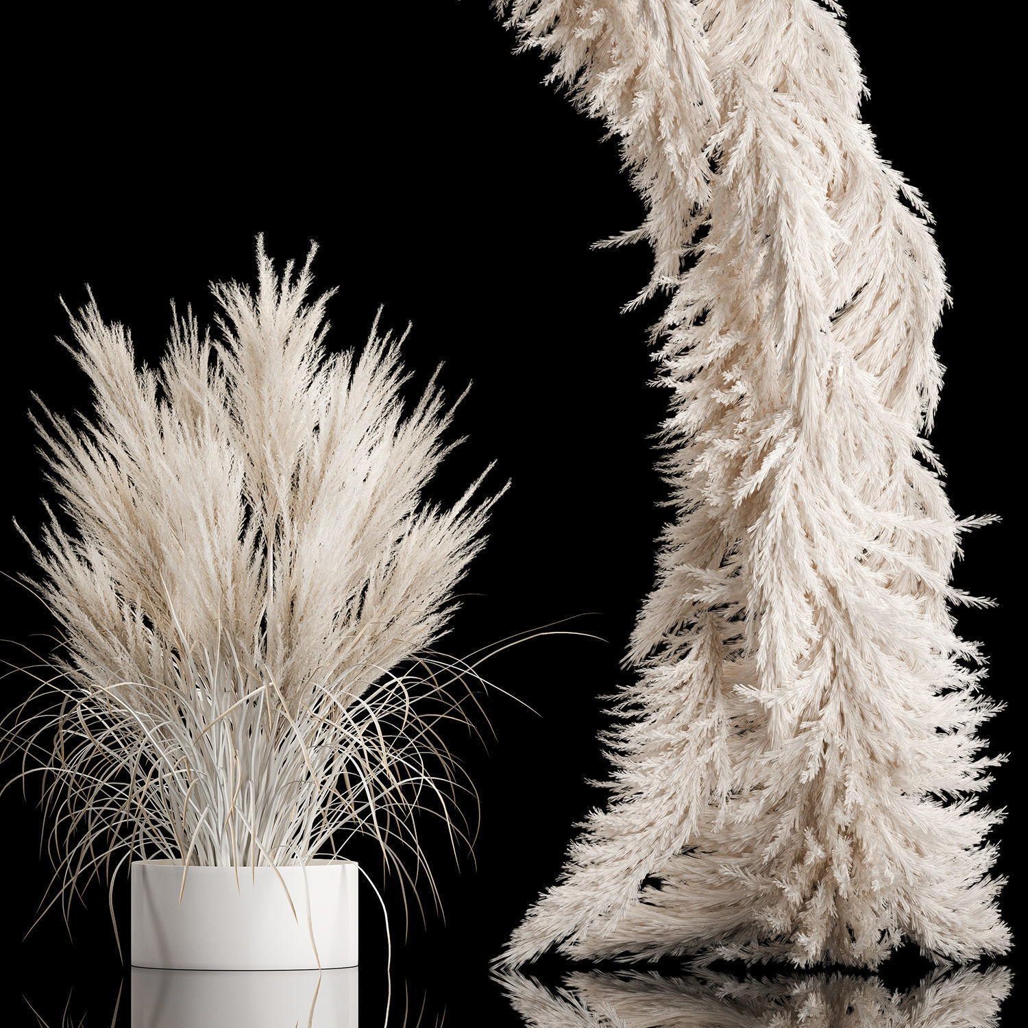 Wedding arch made of dry palm branches and pampas grass 3D model_4