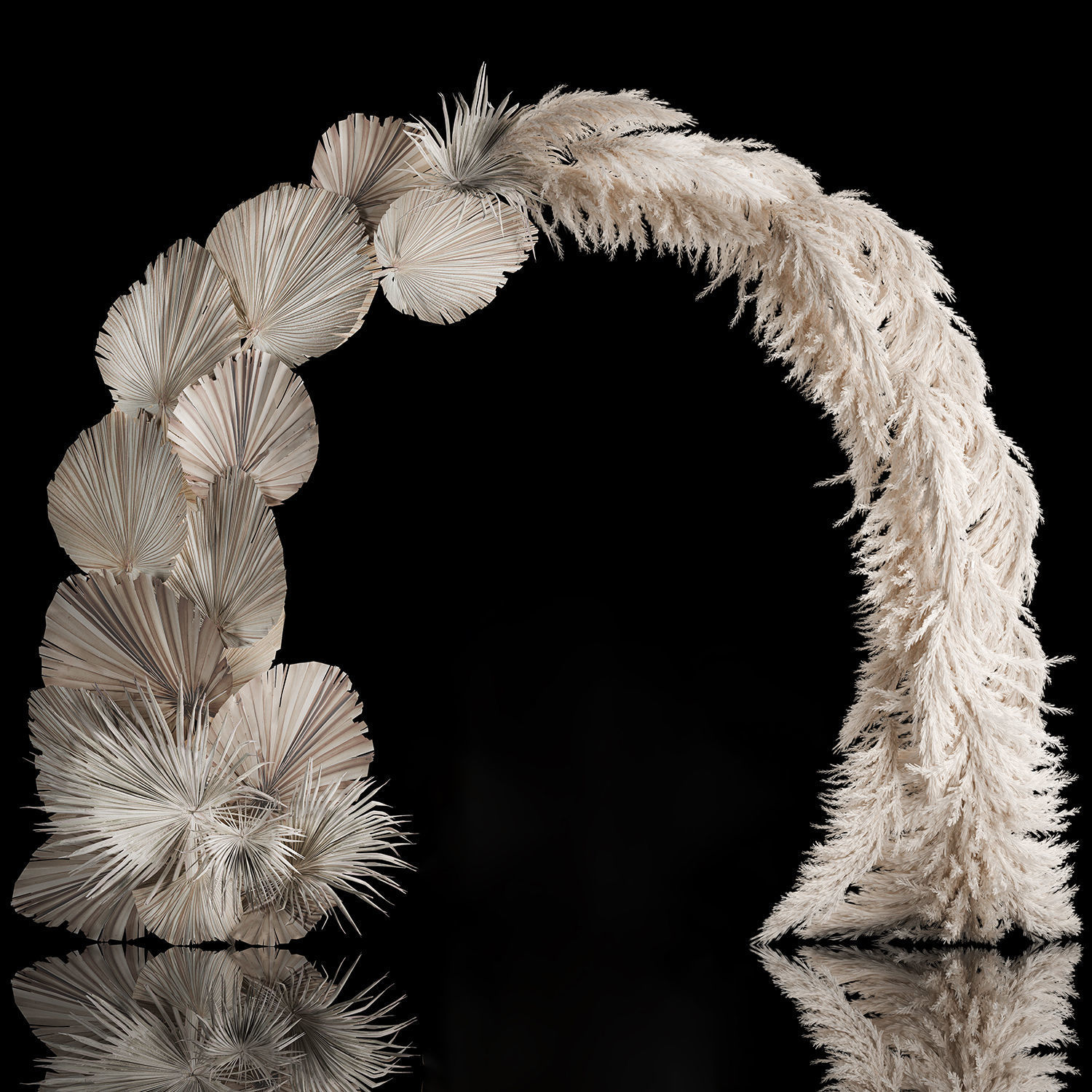 Wedding arch made of dry palm branches and pampas grass 3D model_6