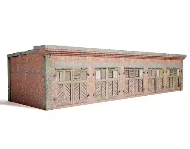 old brick damaged garage da1 Low-poly 3D model