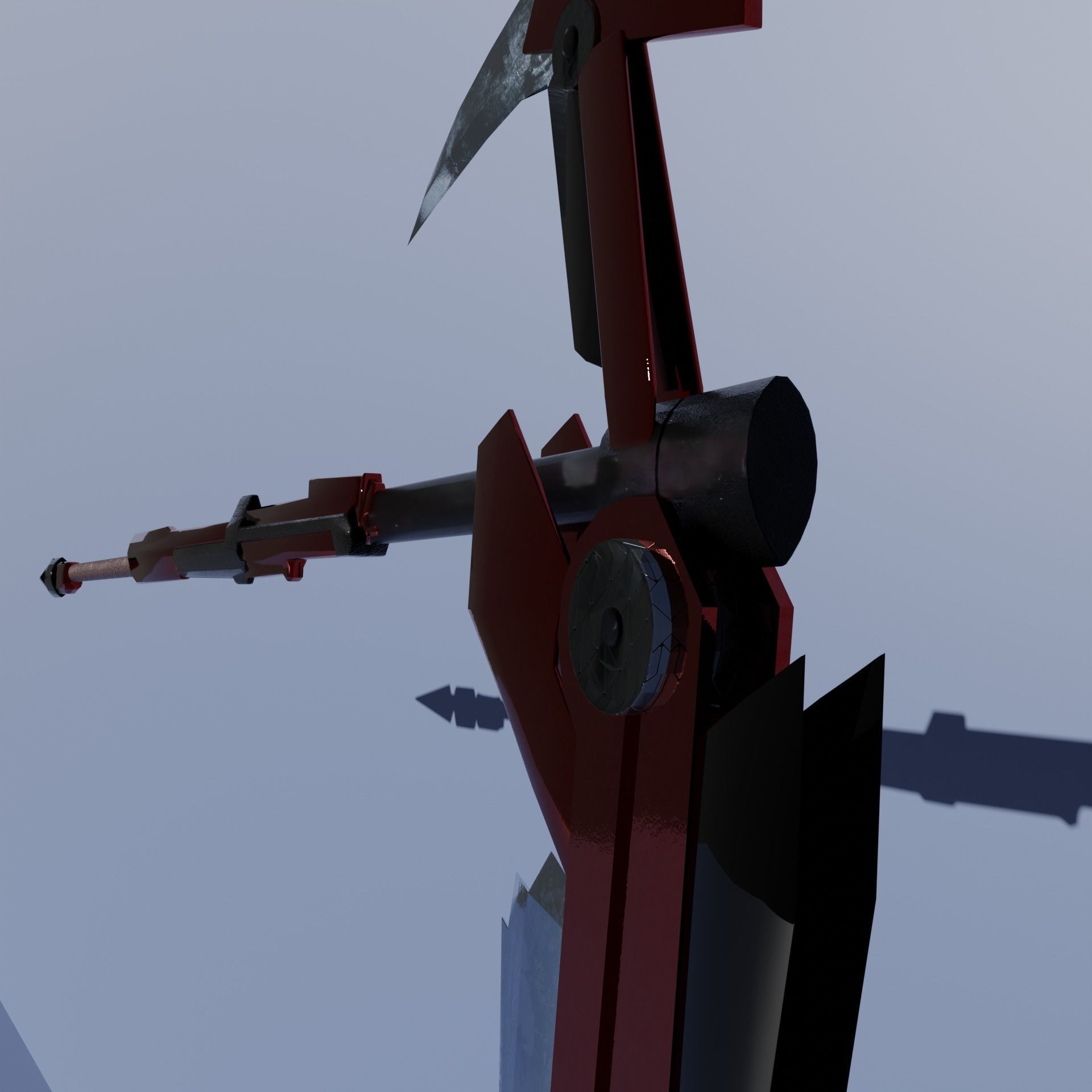Sci-Fi Scythe Weapon PBR low-poly Free low-poly 3D model_1