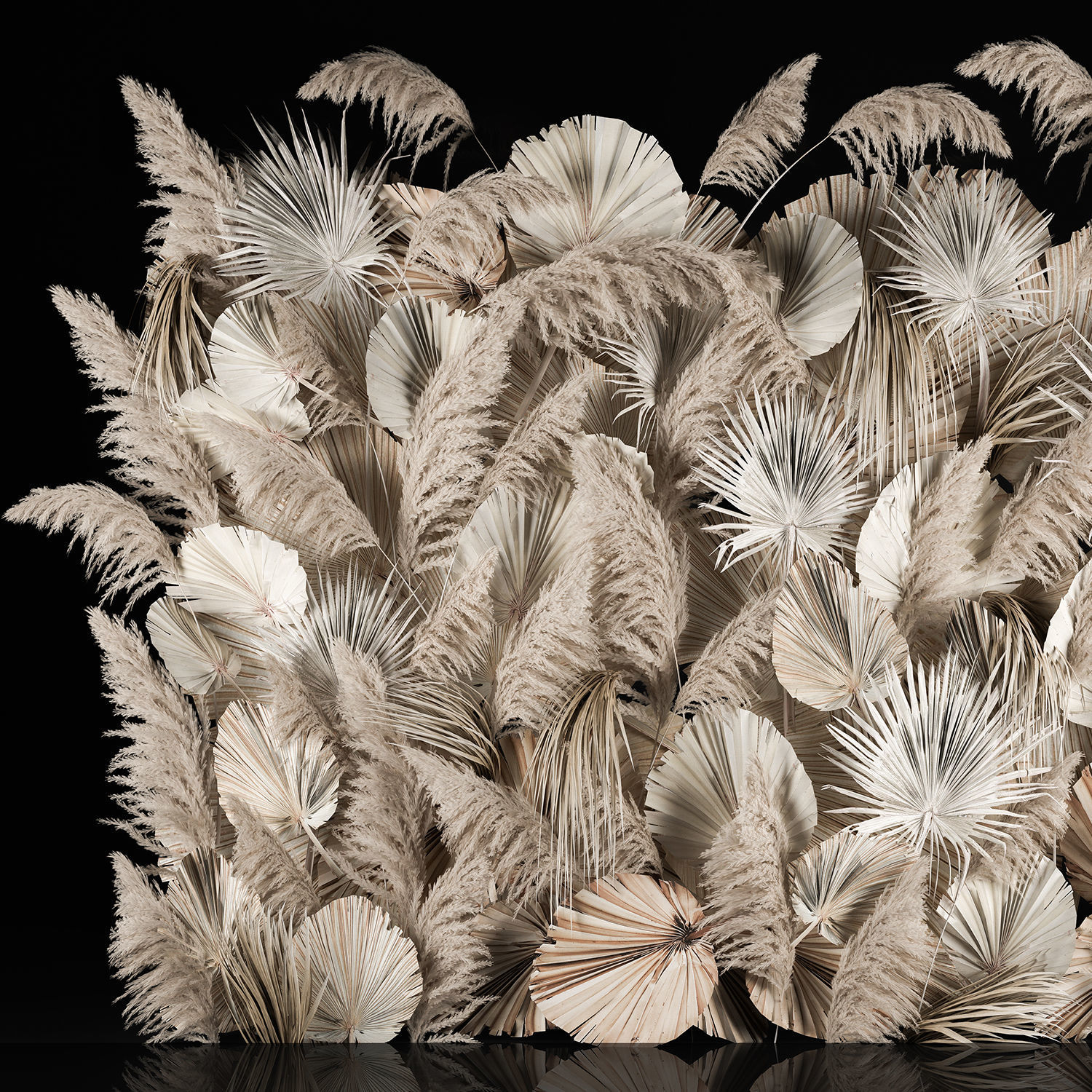 Vertical garden wall made of dry palm branches and pampas grass 3D model_2