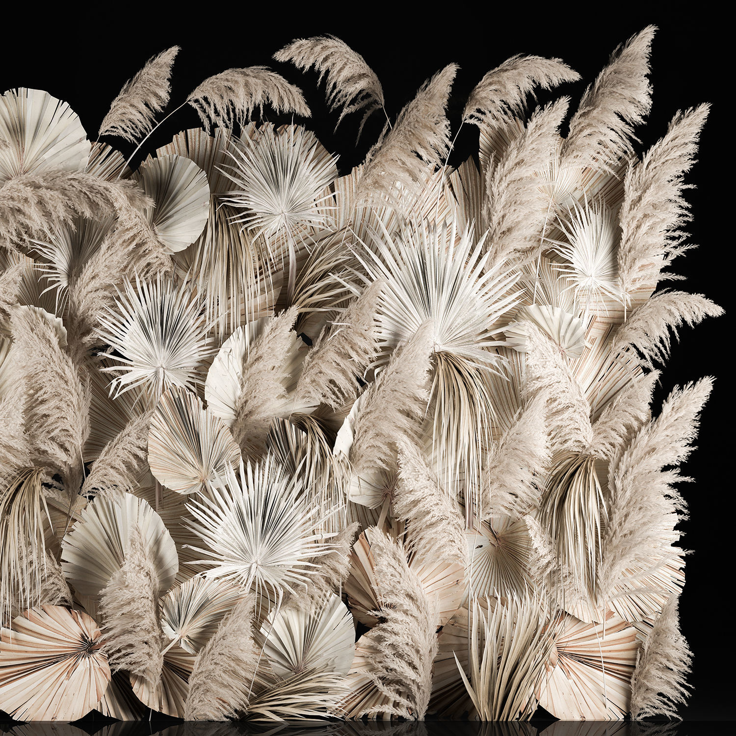 Vertical garden wall made of dry palm branches and pampas grass 3D model_4