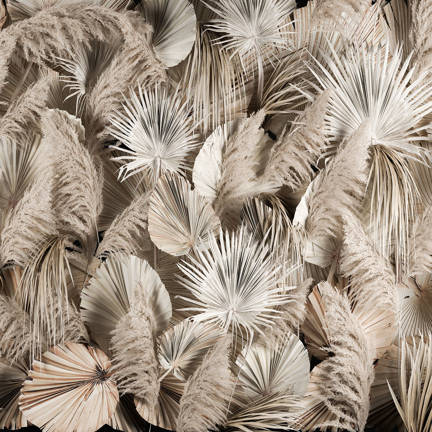 Vertical garden wall made of dry palm branches and pampas grass 3D model_5