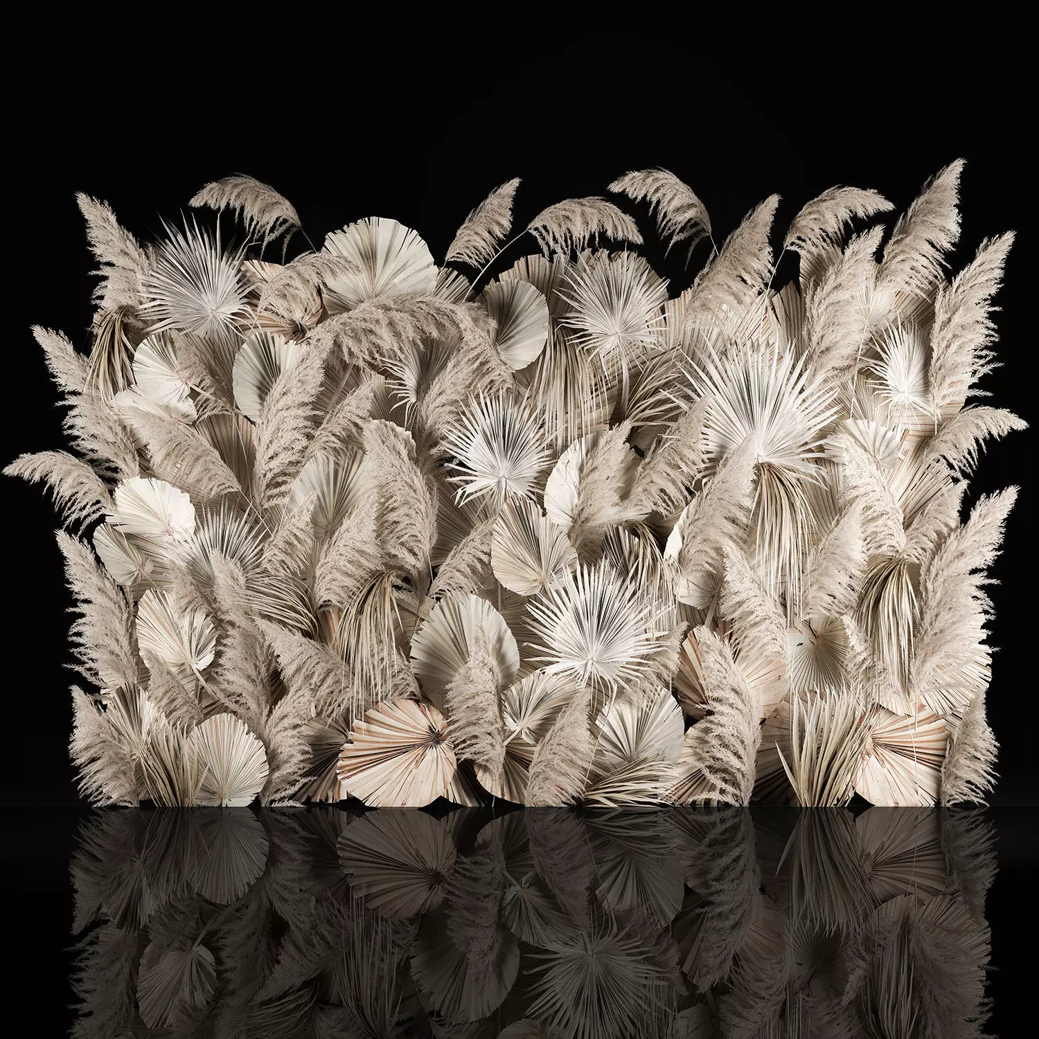 Vertical garden wall made of dry palm branches and pampas grass 3D model_0