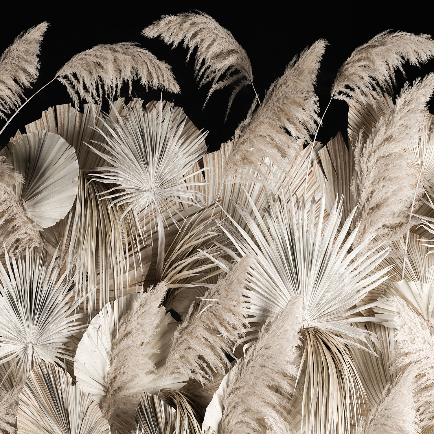 Vertical garden wall made of dry palm branches and pampas grass 3D model_6