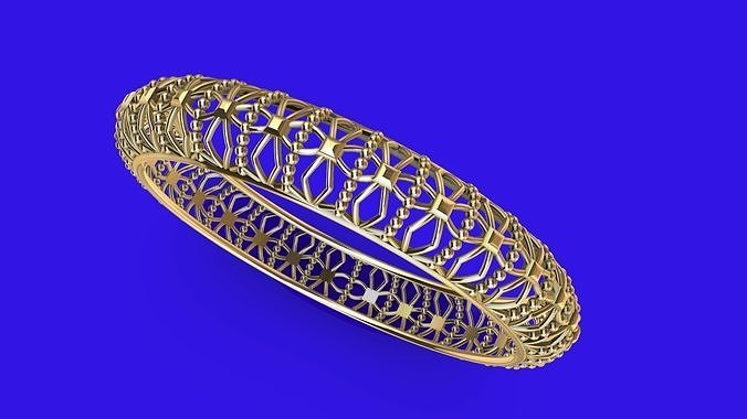 jali milgrain designer bangle stl verified 3D print model