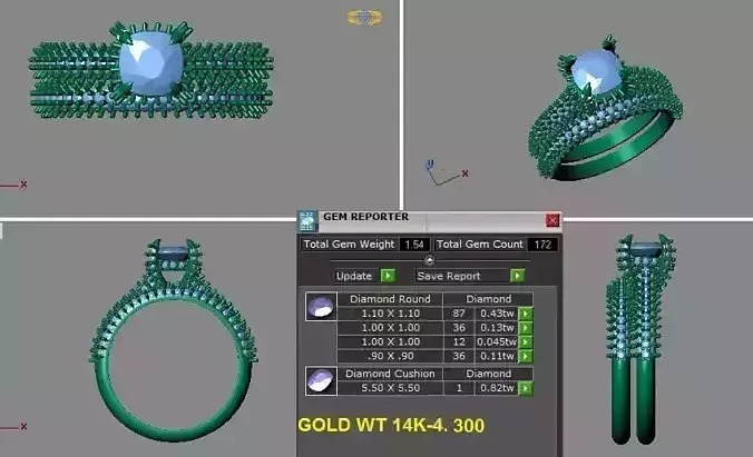 cushion engagement ring set