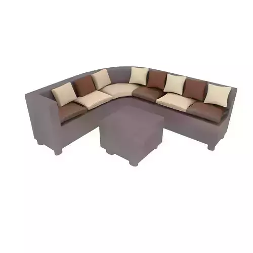 furnituer contain of sofa and pillows 3D model