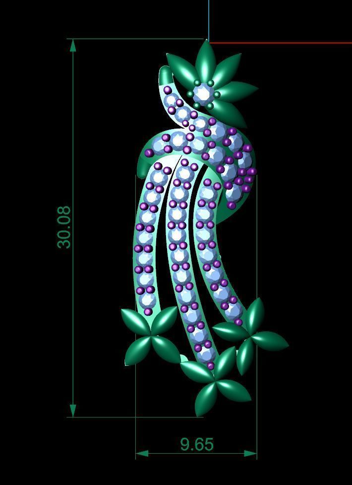 necklace set with gold and diamonds 3D print model_4