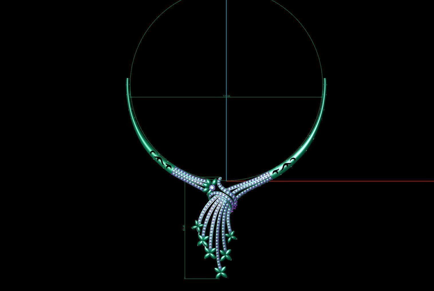 necklace set with gold and diamonds 3D print model_5