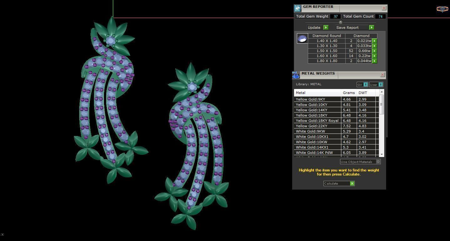 necklace set with gold and diamonds 3D print model_2