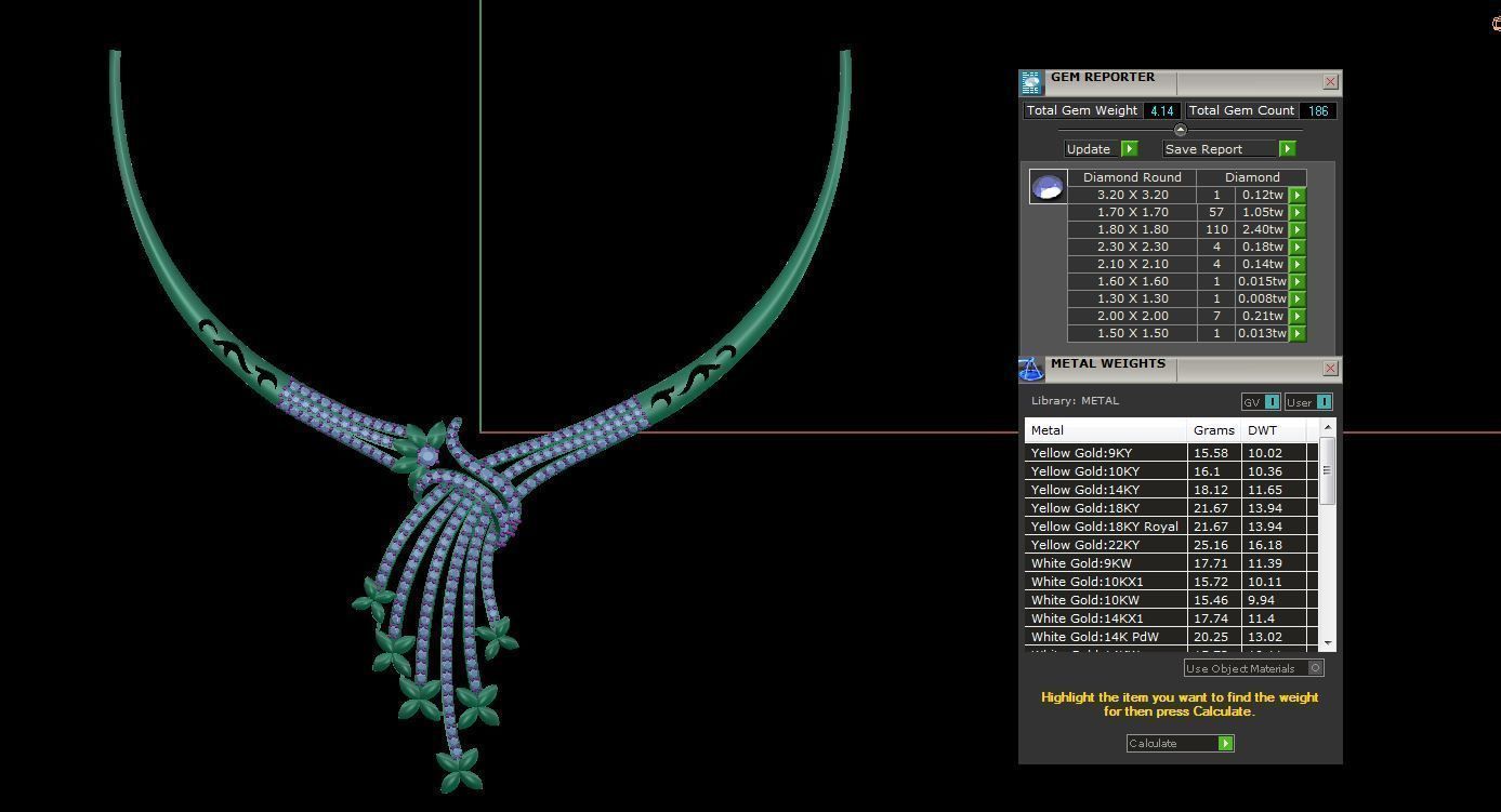 necklace set with gold and diamonds 3D print model_3