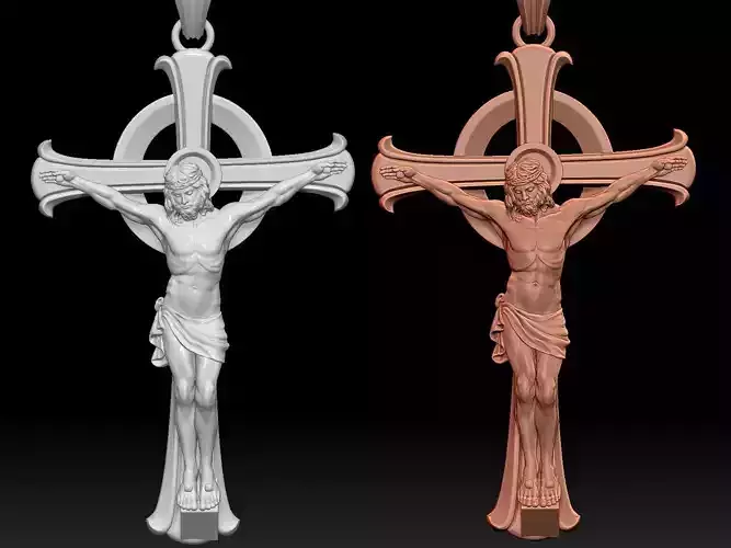 Jesus is crucified Pendant Sculpture jewelry gold necklace