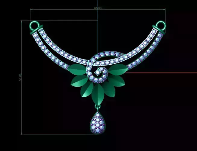 leaf pendent diamond stone earring