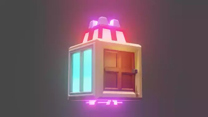 Future flying or floating house for free low poly  Free low-poly 3D model